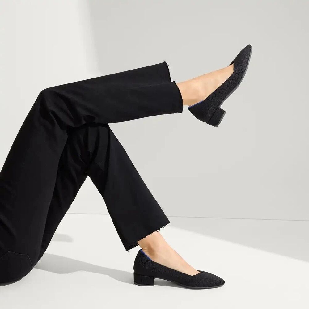 Rothy's Size 9 Black knit High Point Heel features the plush In Love Insole